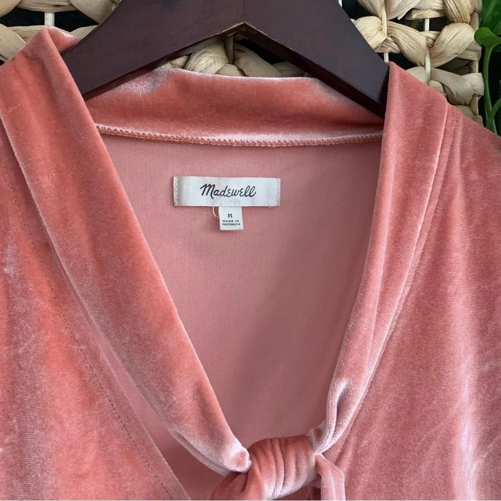• [Madewell] Velvet Tie Neck Top • - Picture 5 of 10